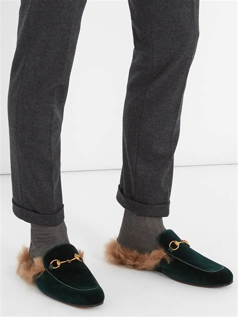 gucci style loafers with fur